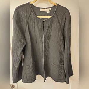 NWOT - Silk J Jill Black Quilted Jacket Blazer - Size 1X